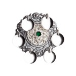 Sølje, oksidert m. grøn stein - 106208