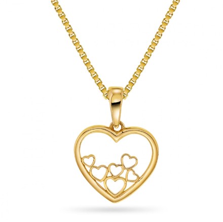 Smykke Hjerte med små hjerter i gult gull - 52793 Smykke Hjerte med små hjerter i gult gull - 52793