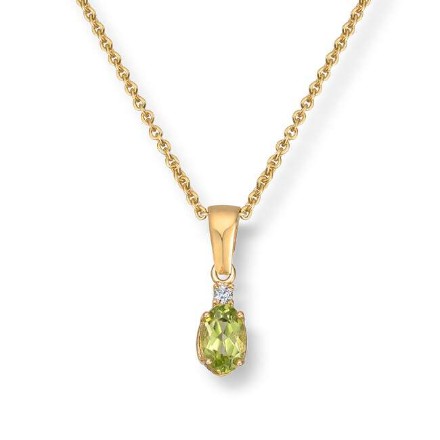 Smykke i gult gull 14 kt med peridot og zirkonia - 27498 Smykke i gult gull 14 kt med peridot og zirkonia - 27498