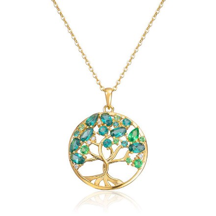 Smykke Livets tre i sølv forgylt med grønne cirkoner - 3049142 Smykke Livets tre i sølv forgylt med grønne cirkoner - 3049142