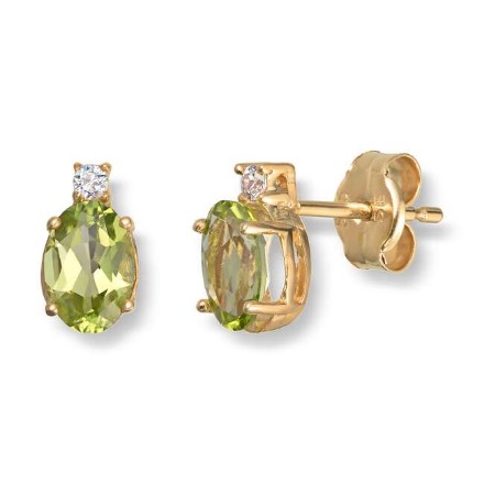 Gulløredobber med peridot og zirkon i 14K gult gull - 47644 Gulløredobber med peridot og zirkon i 14K gult gull - 47644