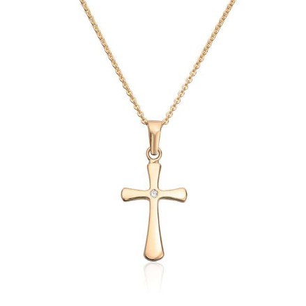 Smykke kors i gult gull  med diamant 0,01ct WSI - 27425 Smykke kors i gult gull  med diamant 0,01ct WSI - 27425