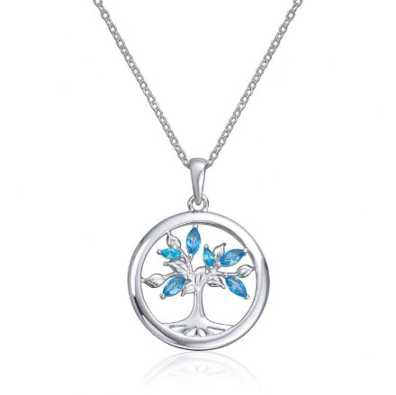 Smykke Livets tre i rhodinert sølv med blå zirkonia - 3049342 Smykke Livets tre i rhodinert sølv med blå zirkonia - 3049342
