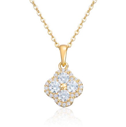 Smykke Firkløver i sølv forgylt med cirkoner - 3047242 Smykke Firkløver i sølv forgylt med cirkoner - 3047242