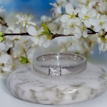 Iselin alliansering i hvitt gull med 0,20 ct diamant - 8501020