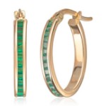 Bilde av Gulløredobber i 14 kt med grønn CZ - 47680