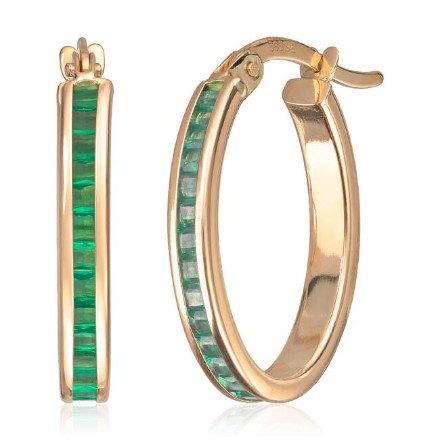 Vis detaljer for Gulløredobber i 14 kt med grønn CZ - 47680 Bilde av Gulløredobber i 14 kt med grønn CZ - 47680