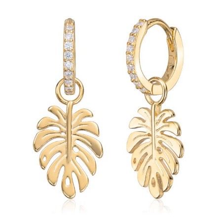 Ørepynt "Monstera" i sølv forgylt med zirkonia - 3047000 Ørepynt "Monstera" i sølv forgylt med zirkonia - 3047000