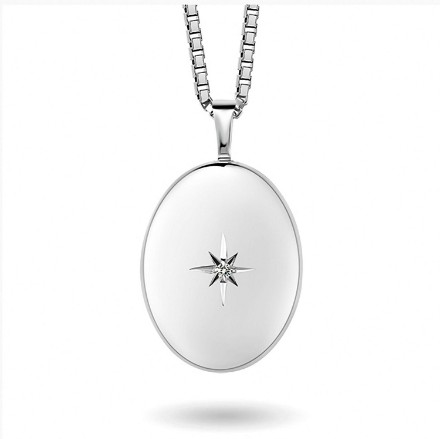 Smykke medaljong i sølv med 0,01 ct. W/P1 diamant - 67062 Smykke medaljong i sølv med 0,01 ct. W/P1 diamant - 67062