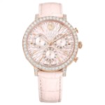 Swarovski klokke Matrix Tennis Chrono watch Swiss Made, Leather strap, Pink, Rose gold-tone finish - 5698300