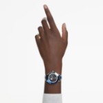 Swarovski klokke Octea Moon watch Swiss Made, Moon, Leather strap, Blue, Stainless steel - 5677494