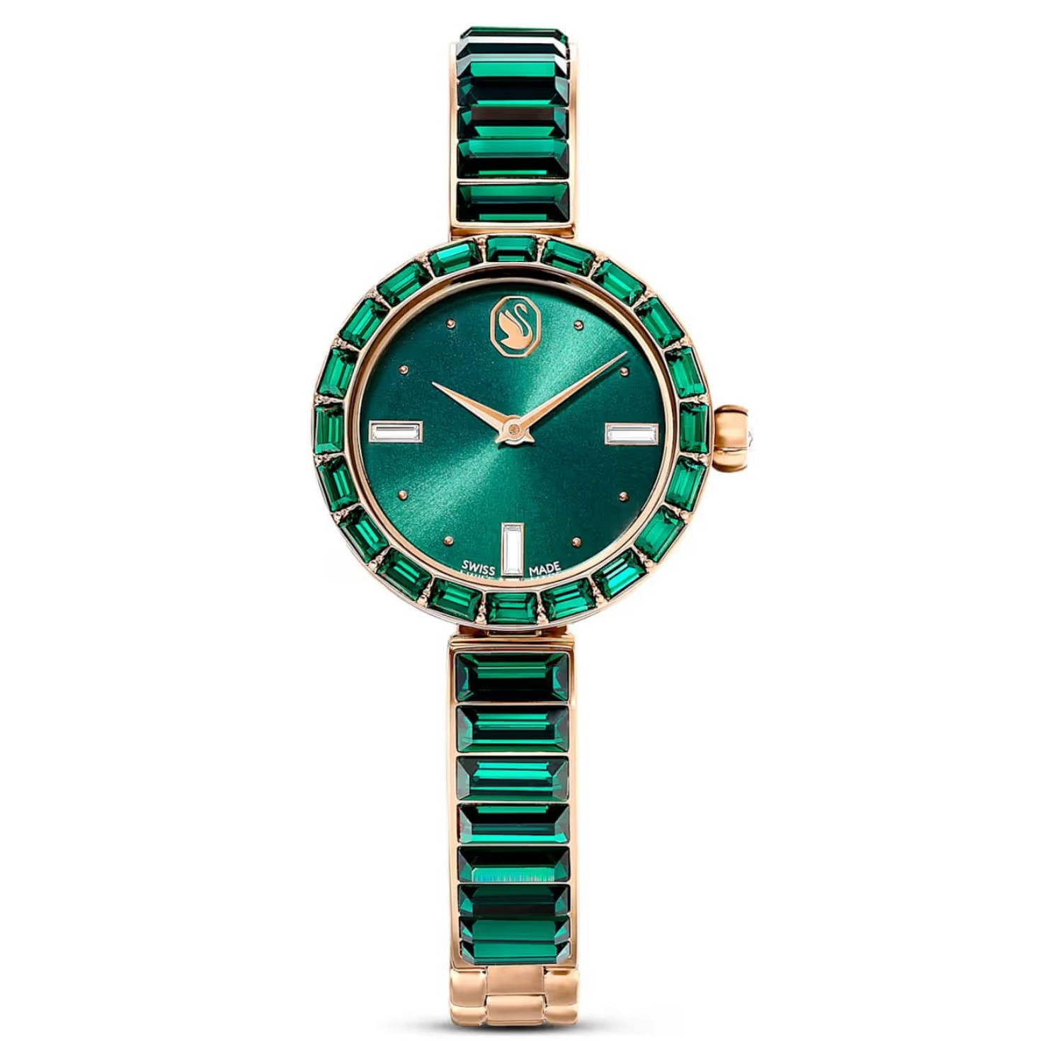 Swarovski klokke Matrix Bangle watch Swiss Made, Crystal bracelet, Green, Champagne gold-tone finish - 5690808