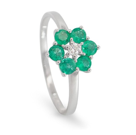 Diamantring med smaragd og diamanter 0,03 ct W-Si - bur615212 Diamantring med smaragd og diamanter 0,03 ct W-Si - bur615212