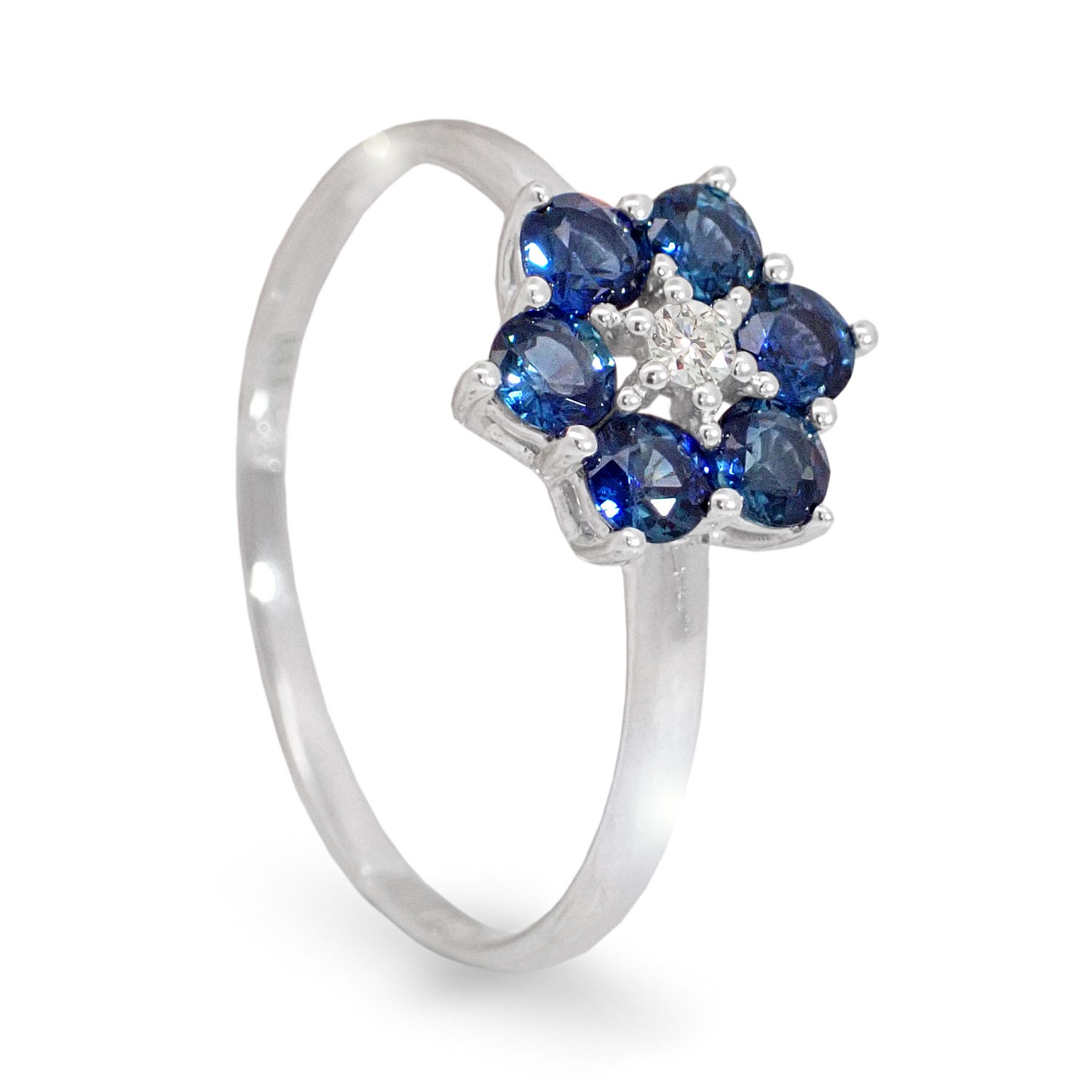 Diamantring med safir og diamanter 0,03 ct W-Si - bur615212s
