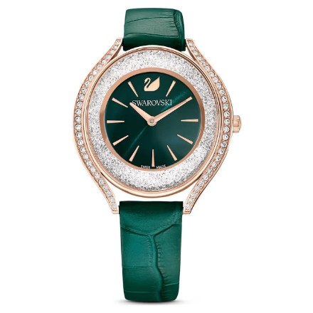 Swarovski klokke Crystalline Aura watch Swiss Made, Leather strap, Green, Rose gold-tone finish - 5644078 Swarovski klokke Crystalline Aura watch Swiss Made, Leather strap, Green, Rose gold-tone finish - 5644078