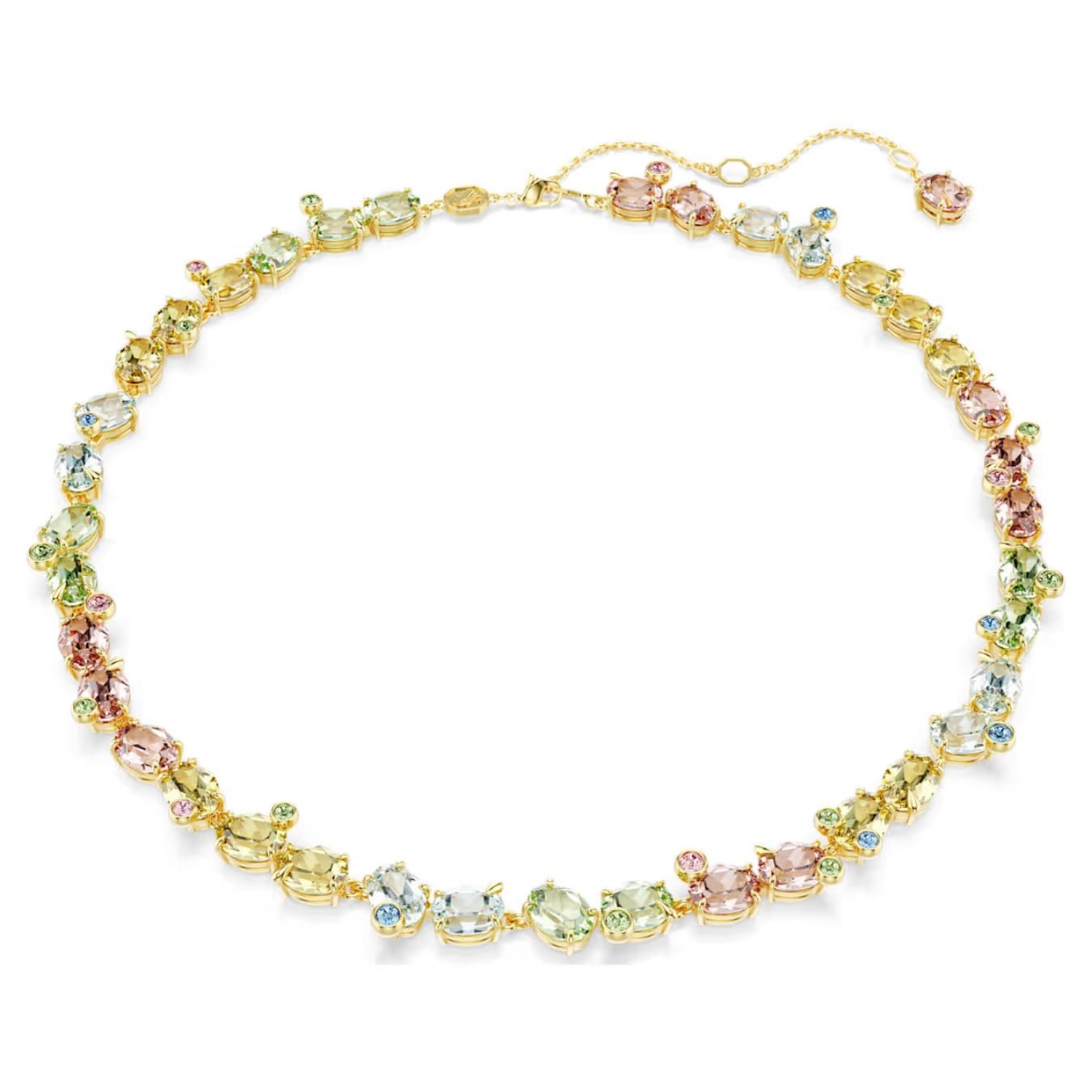 Swarovski collie Gema Tennis necklace Mixed cuts, Multicolored, Gold-tone plated - 5714836