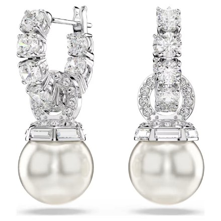Swarovski øredobber Matrix drop earrings Crystal pearl, Round cut, White, Rhodium plated - 5691716 Swarovski øredobber Matrix drop earrings Crystal pearl, Round cut, White, Rhodium plated - 5691716