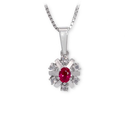 Diamantsmykke i gull med 0,12 ct TW-Si & rubin - bur272050rubin Diamantsmykke i gull med 0,12 ct TW-Si & rubin - bur272050rubin