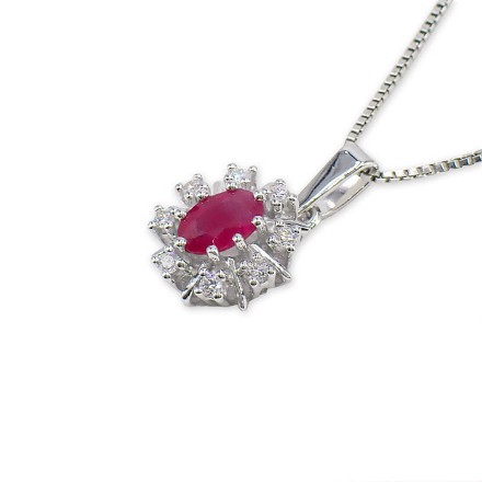 Diamantsmykke i gull med 0,12 ct TW-Si & rubin - bur272050rubin Diamantsmykke i gull med 0,12 ct TW-Si & rubin - bur272050rubin