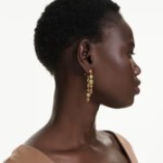 Swarovski øredobber Gema drop earrings Asymmetrical design, Mixed cuts, Long, Yellow, Gold-tone plated - 5718073