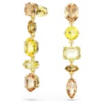 Swarovski øredobber Gema drop earrings Asymmetrical design, Mixed cuts, Long, Yellow, Gold-tone plated - 5718073
