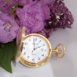 Bonett lommeur double quartz m/mønster inkl. kjede - 428DM