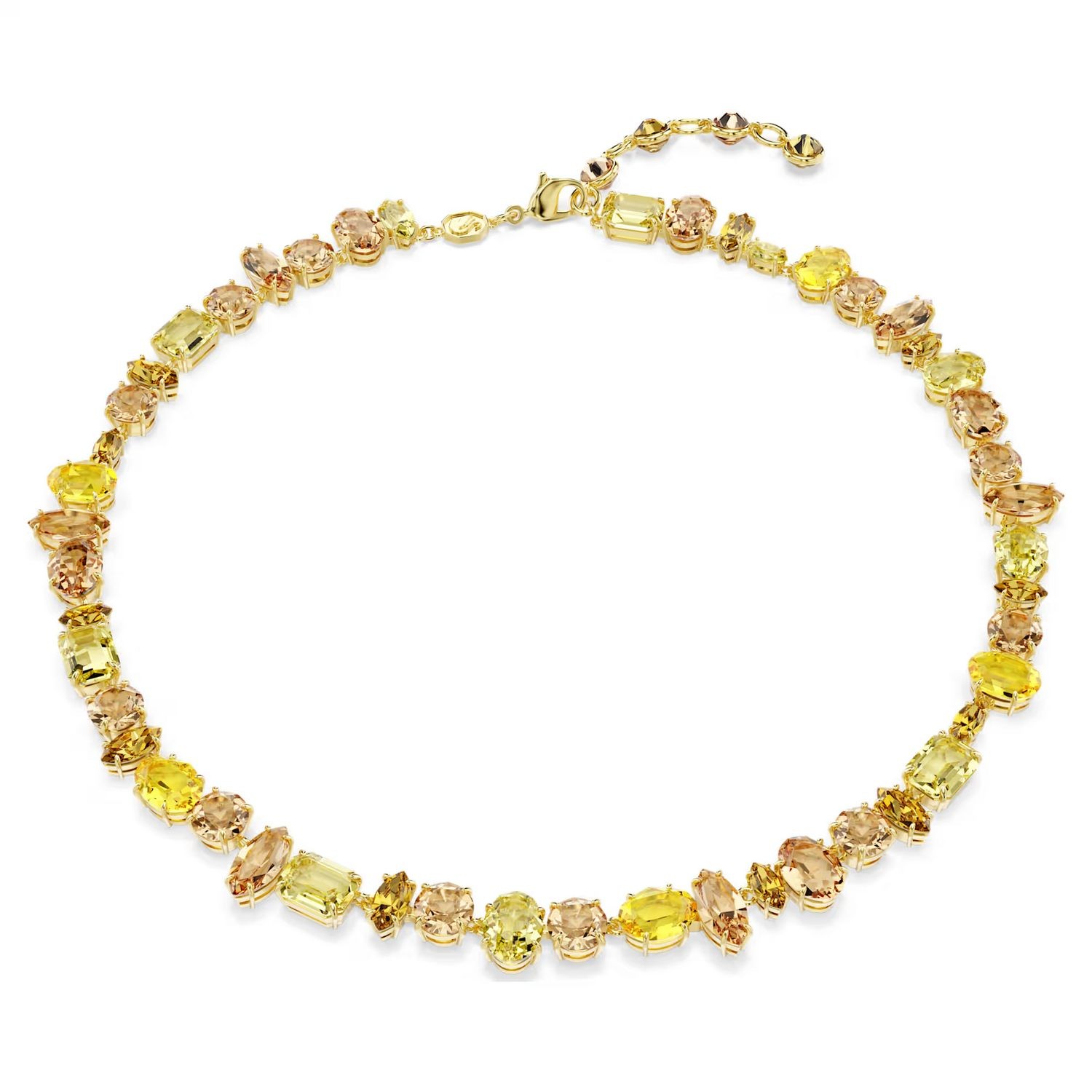 Swarovski collier Gema Tennis necklace Mixed cuts, Yellow, Gold-tone plated - 5718071