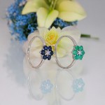 Diamantring med safir og diamanter 0,03 ct W-Si - bur615212s