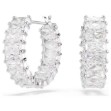 Swarovski øredobber Matrix hoop earrings Baguette cut, White, Rhodium plated - 5733397