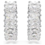 Swarovski øredobber Matrix hoop earrings Baguette cut, White, Rhodium plated - 5733397