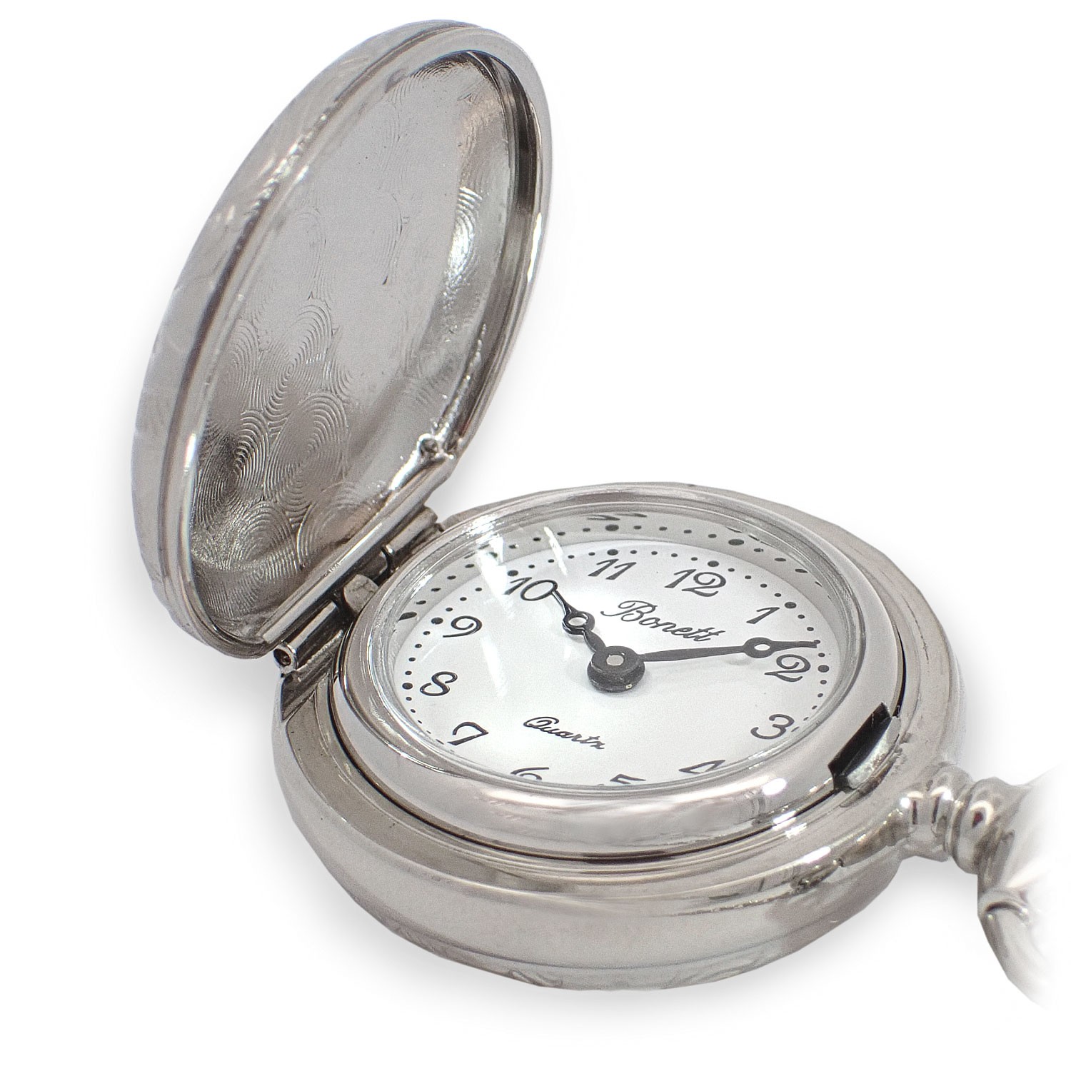 Bonett lommeur, anhengsur chrom m/lokk inkl. kjede - 418C