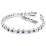 Swarovski armbånd Una Angelic Tennis bracelet Round cut, Blue, Rhodium plated - 5733401