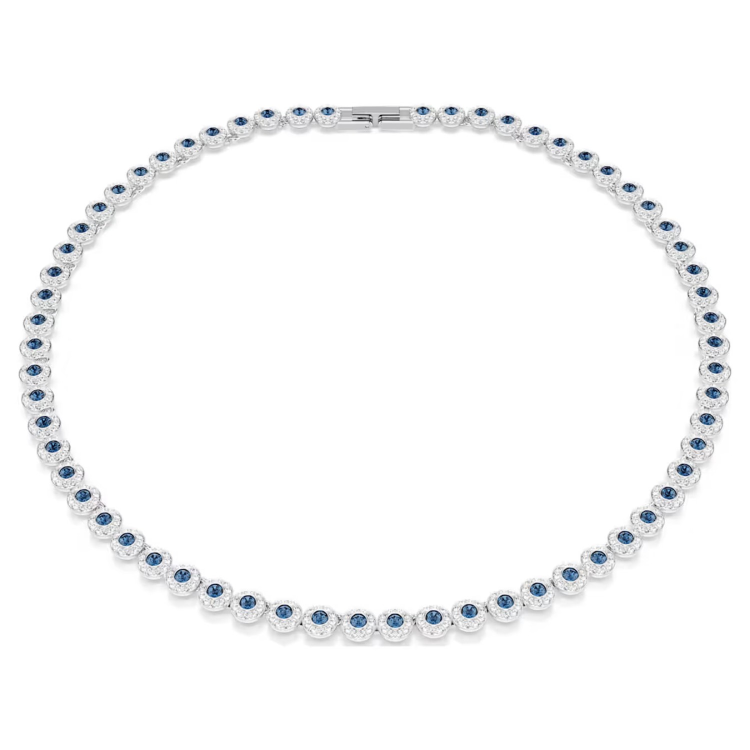 Swarovski collier Una Angelic Tennis necklace Round cut, Blue, Rhodium plated - 5733402