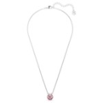 Swarovski smykke Bella V pendant Round cut, Pink, Rhodium plated - 5734230