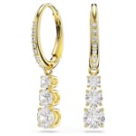 Swarovski øredobber Stilla Attract hoop earrings Round cut, White, Gold-tone plated - 5723300