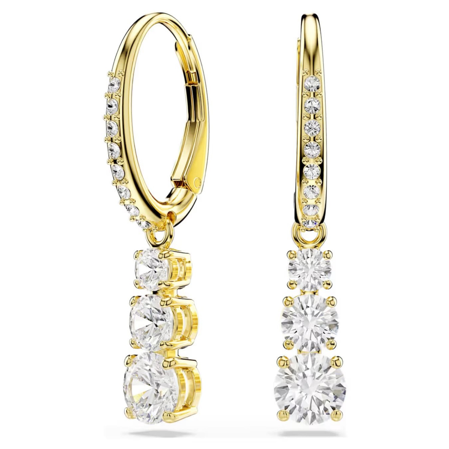 Swarovski øredobber Stilla Attract hoop earrings Round cut, White, Gold-tone plated - 5723300