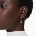 Swarovski øredobber Stilla Attract hoop earrings Round cut, White, Gold-tone plated - 5723300