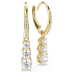 Swarovski øredobber Stilla Attract hoop earrings Round cut, White, Gold-tone plated - 5723300