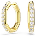 Swarovski øredobber Dextera hoop earrings Octagon shape, Round cut, White, Gold-tone plated - 5724584