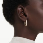 Swarovski øredobber Dextera hoop earrings Octagon shape, Round cut, White, Gold-tone plated - 5724584