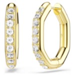 Swarovski øredobber Dextera hoop earrings Octagon shape, Round cut, White, Gold-tone plated - 5724584