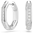 Swarovski øredobber Dextera hoop earrings Octagon shape, Round cut, White, Rhodium plated - 5724585