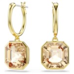 Swarovski øredobber Millenia drop earrings Square cut, Caramel, Gold-tone plated - 5731148