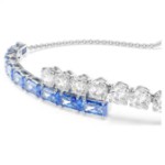 Swarovski armbånd Matrix Tennis bracelet Mixed cuts, Blue, Rhodium plated - 5732266