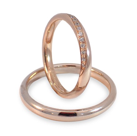 Gifteringer i nøttefarget gull 14 kt, 3 mm & 2.5 mm med 19 diam. GERSTNER - 31311 Gifteringer i nøttefarget gull 14 kt, 3 mm & 2.5 mm med 19 diam. GERSTNER - 31311