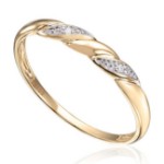 Diamantring i 14kt gult gull med 0,01 ct W-Si - 57575