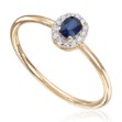 Diamantring i gult gull 14kt med 0,07ct WSI og safir - 57577