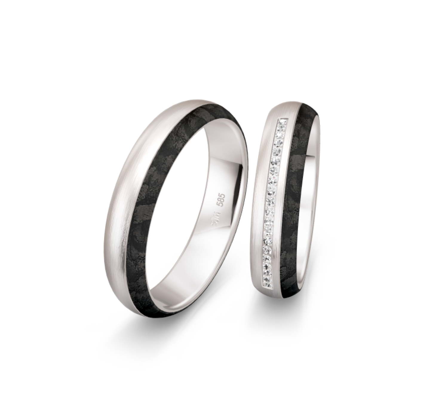 Gifteringer med carbon, diam. 0.110 ct, 5 mm. Carbon - 4981456