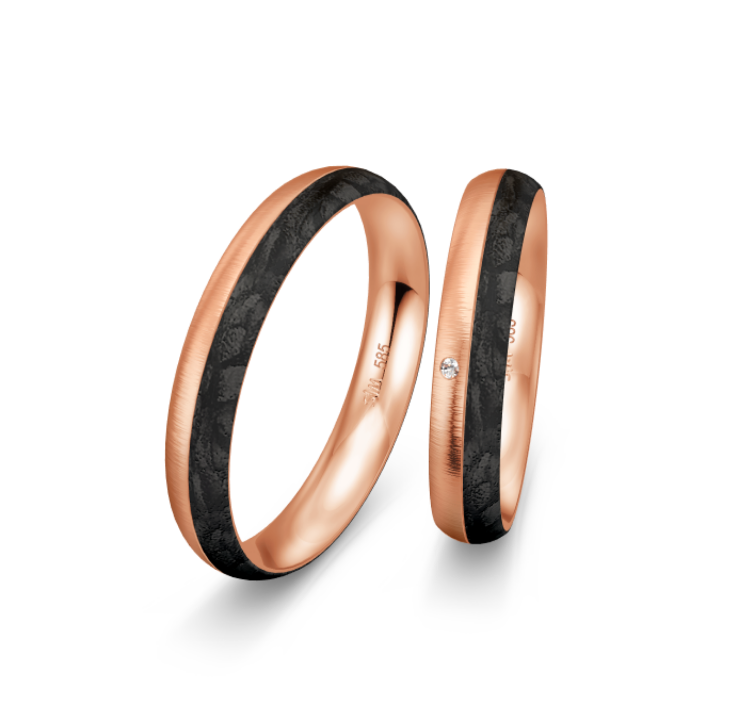 Gifteringer med carbon, diam. 0.010 ct, 4 mm. Carbon - 4981460