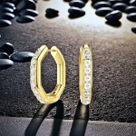 Swarovski øredobber Dextera hoop earrings Octagon shape, Round cut, White, Gold-tone plated - 5724584